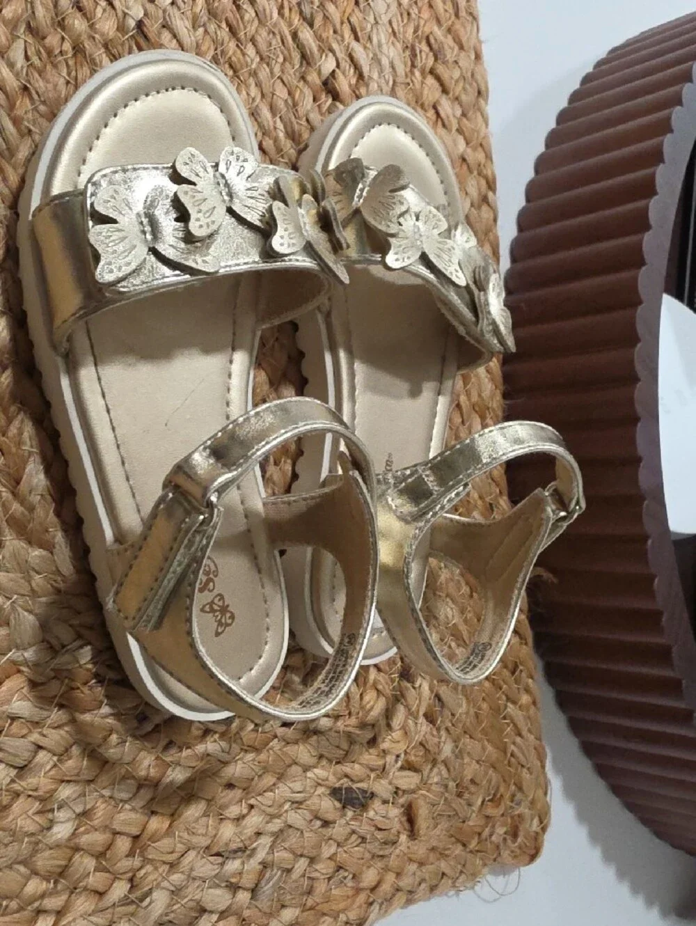 Girls' Gold Butterfly Strap Sandals - Kids Shoes
